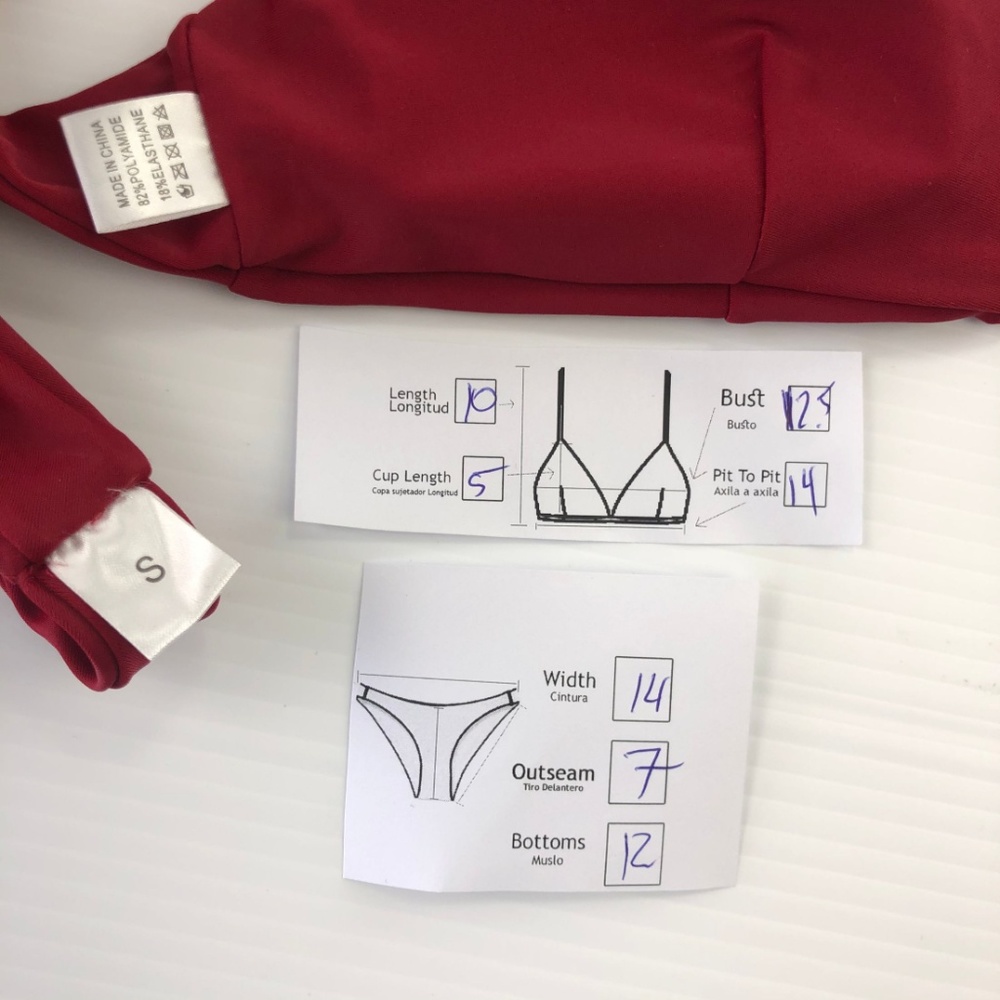 Bikini Small Backless Push Up Dark Red Swimsuit - Picture 6 of 6
